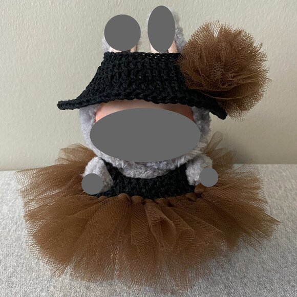 Handmade Crochet Brown Black Autumnal Princess Tutu for 17cm Doll 2-Piece Set - Picture 1 of 5